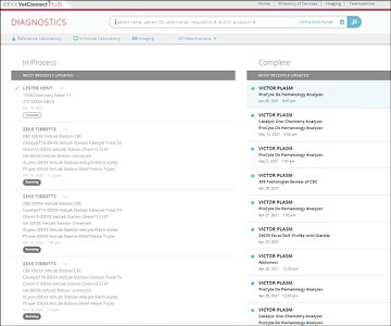 Screenshot of patient record in VetConnect PLUS.