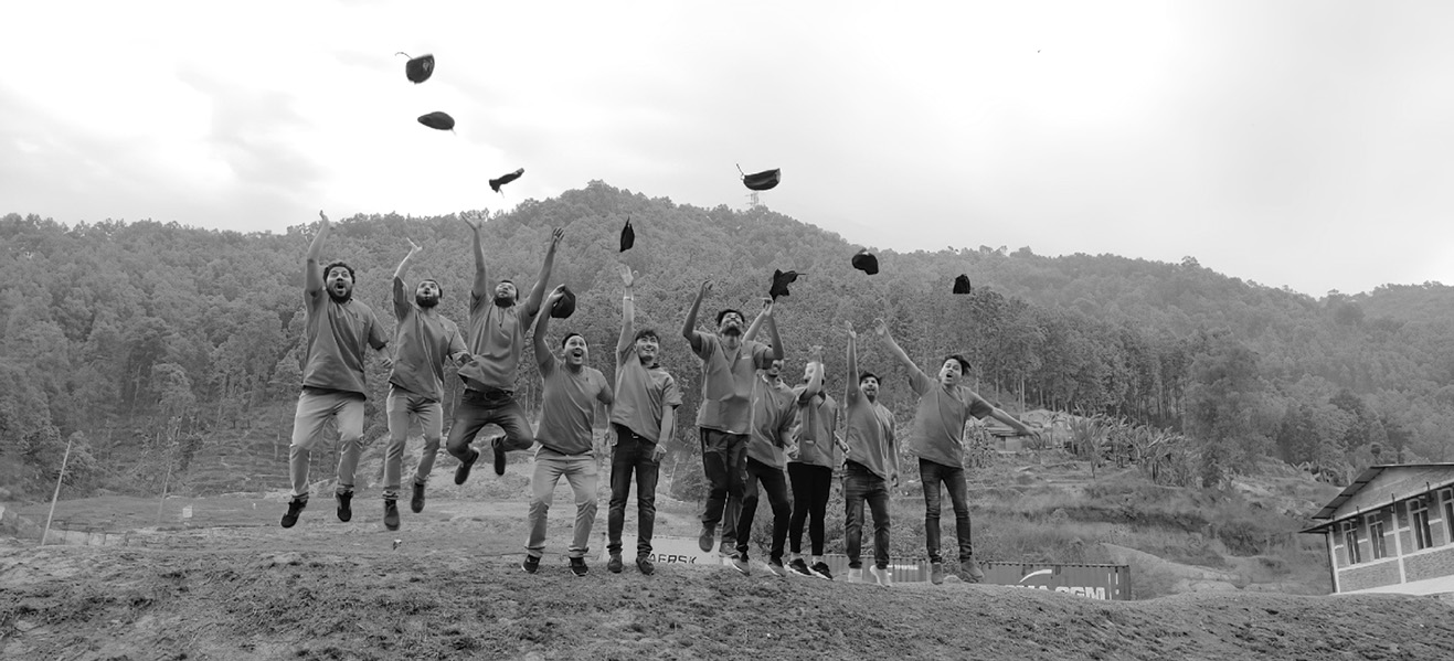 A group of people celebrating.