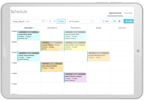 Neo Software scheduling screen.