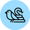 Icon of a bird and snake.