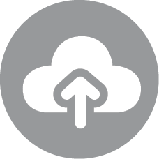 White icon depicting cloud computing on gray background