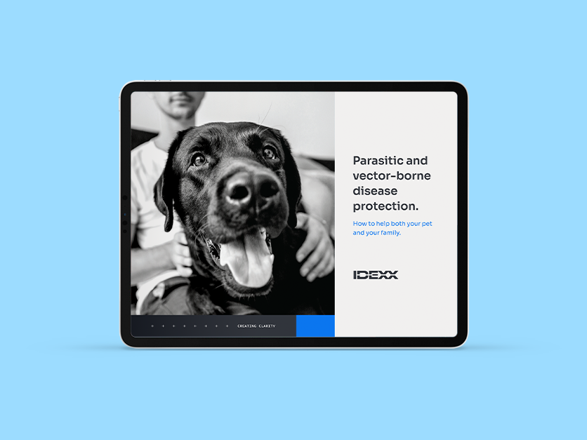 Parasitic and vector-borne disease prevention brochure on tablet.