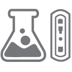 Gray icon representing testing options at the IDEXX Reference Laboratories or your in-clinic laboratory
