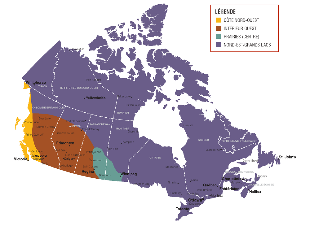 map of Canada regions