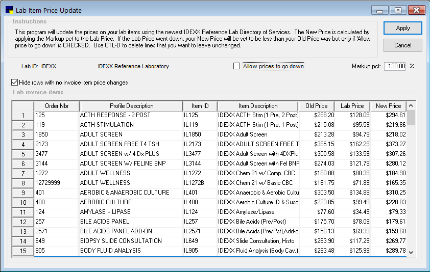 Tech tip Two ways to update IDEXX Reference Laboratories pricing