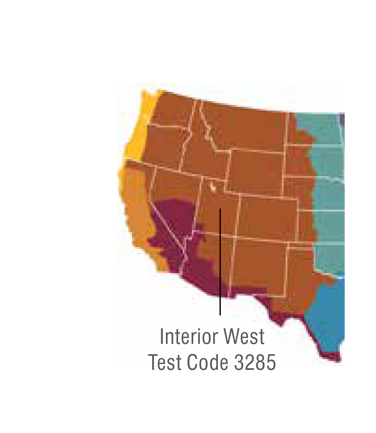 Map highlighting IDEXX's Interior West regional allergen zone