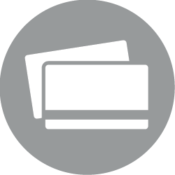 Credit card icon on gray background