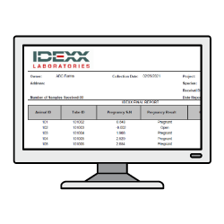 illustration of monitor displaying IDEXX laboratory results