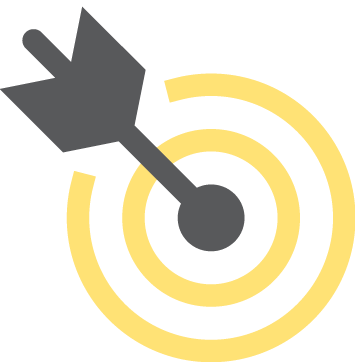 An arrow hitting the center of a target