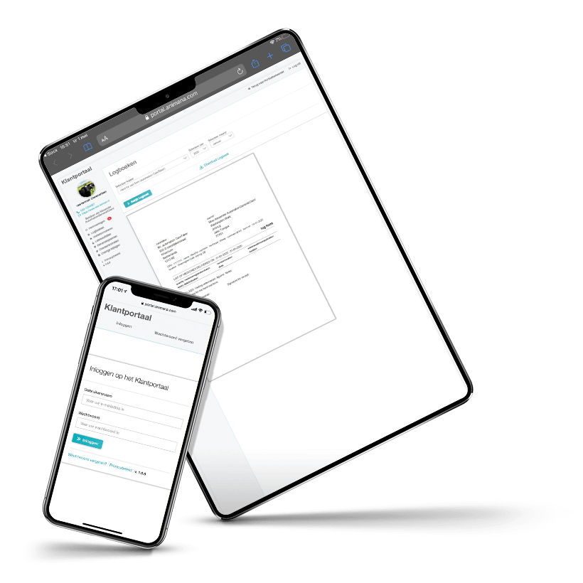 IDEXX Animana client portal on tablet and phone
