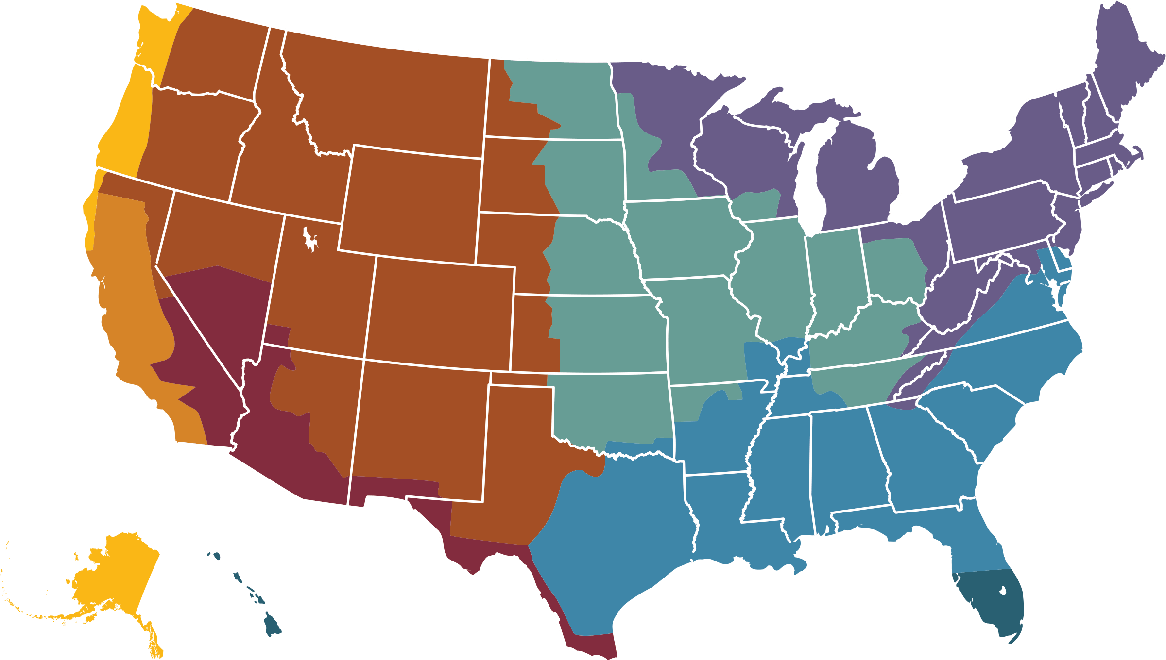 US map highlighting IDEXX regional allergen zones