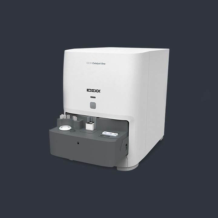Catalyst One veterinary chemistry analyzer with the drawer open.