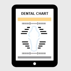 Graphic depicting SmartFlow software dental chart on iPad