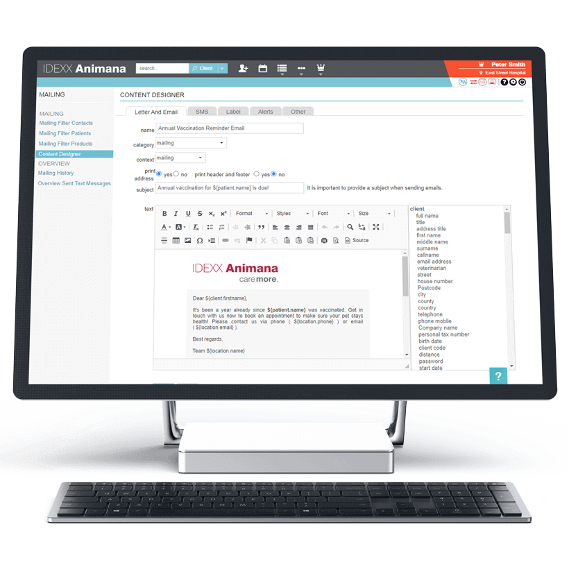 IDEXX Animana content designer on desktop