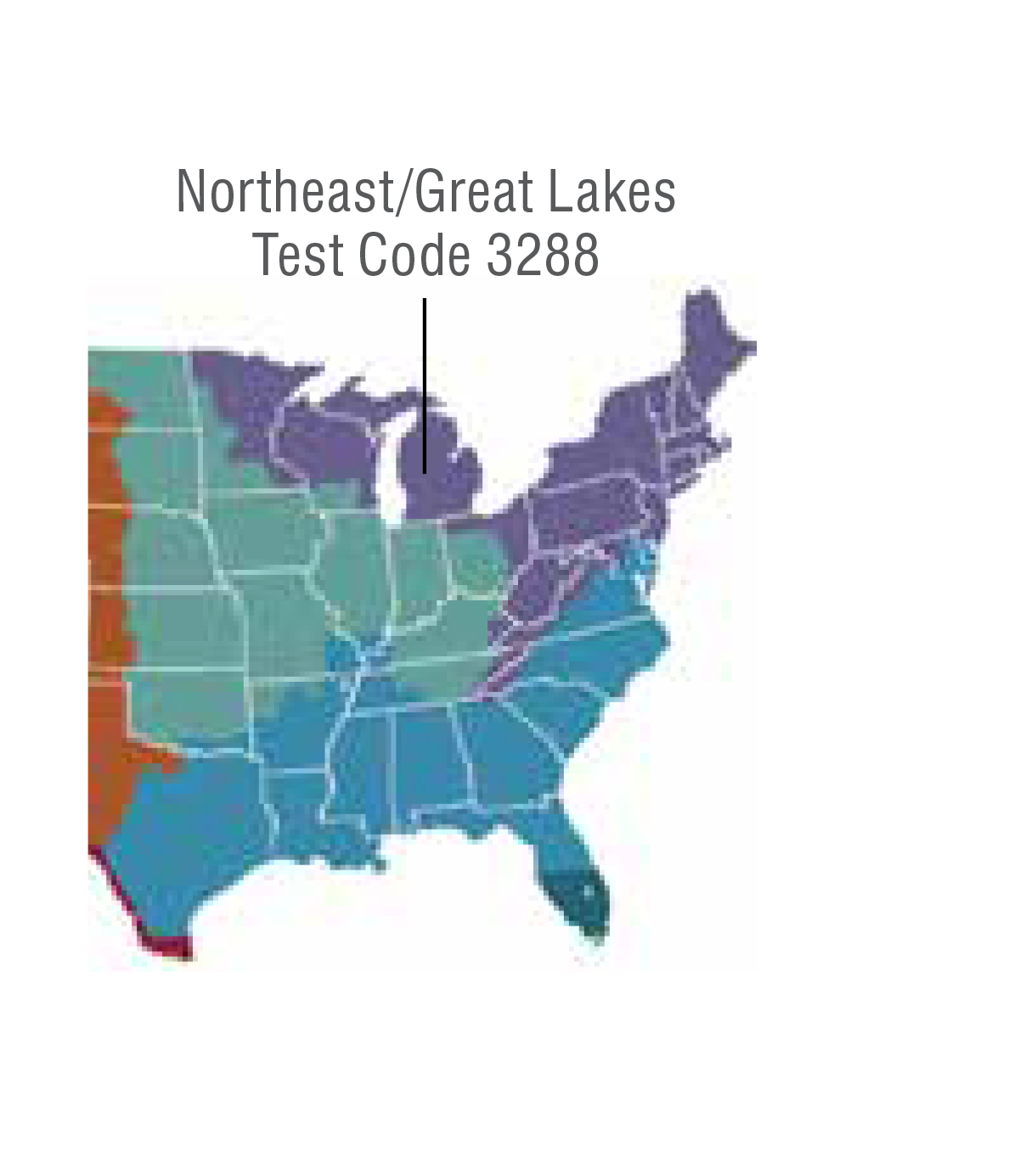 Map highlighting IDEXX's Northeast / Great Lakes regional allergen zone