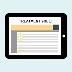 Graphic depicting SmartFlow software treatment sheet on iPad