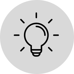 Grey icon of a lightbulb.