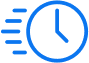 Blue icon of a clock.