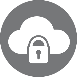Icon depicting enhanced software security with the cloud